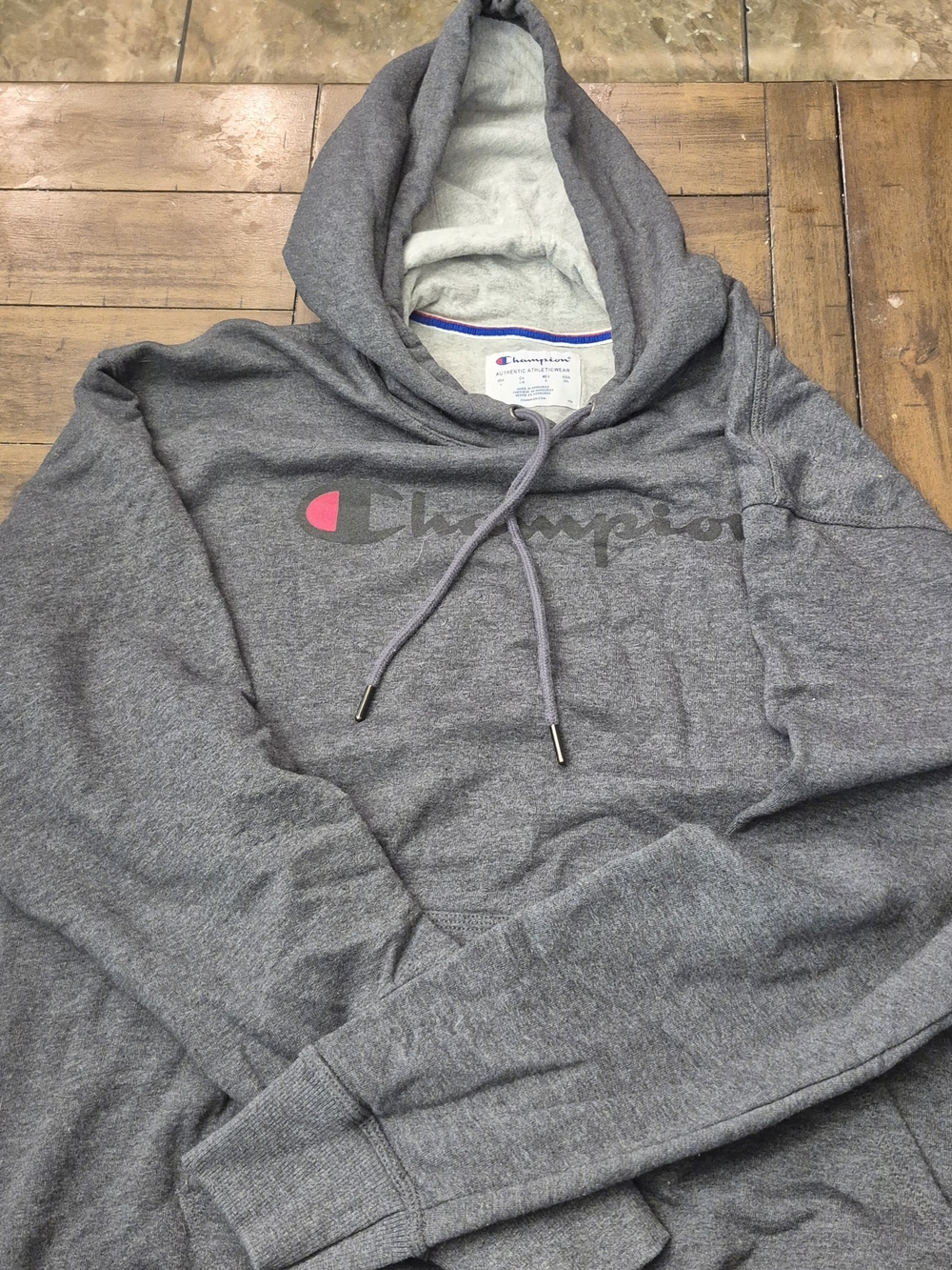 Champion Men's Gray Hoodie - Logo Pullover